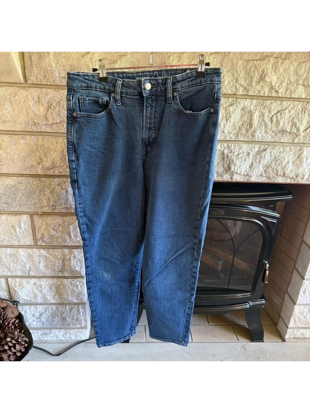 Old Navy High-Rise O. G. Straight Dark Blue Jeans 8